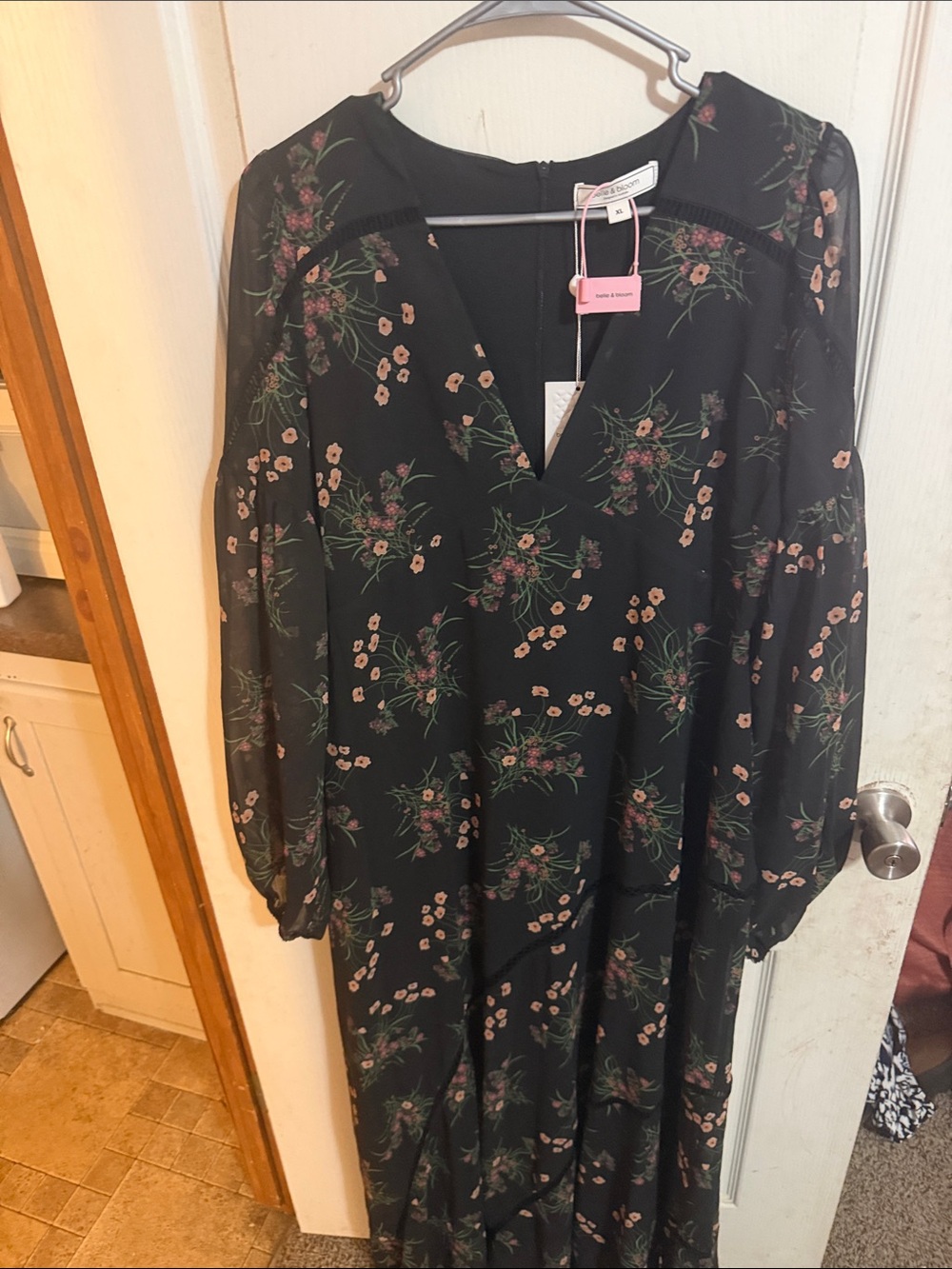 Floral Maxi Dress in Black with Pink Accents - Frame & Braces